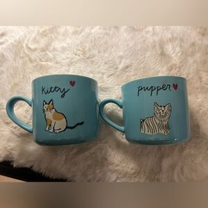 Opalhouse Stoneware Valentines Heart Pupper and kitty Blue Mug with Dog Design